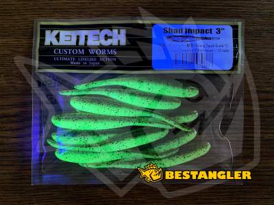 Keitech Shad Impact 3" Green Pumpkin Chartreuse - #401