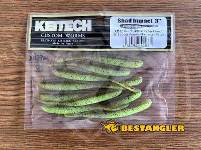 Keitech Shad Impact 3" Green Pumpkin Chartreuse - #401