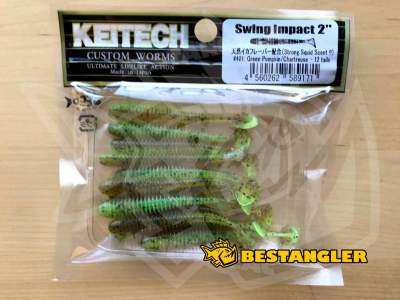 Keitech Swing Impact 2" Green Pumpkin Chartreuse - #401