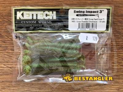 Keitech Swing Impact 3" Green Pumpkin Chartreuse - #401