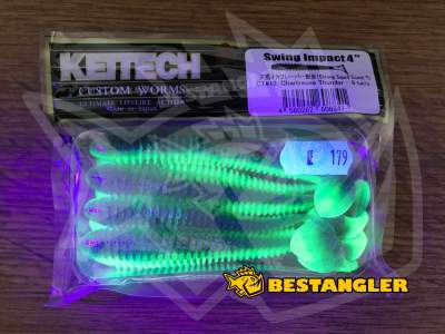 Keitech Swing Impact 4" Chartreuse Thunder - CT#12 - UV