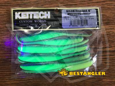 Keitech Shad Impact 4" Chartreuse Thunder - CT#12 - UV