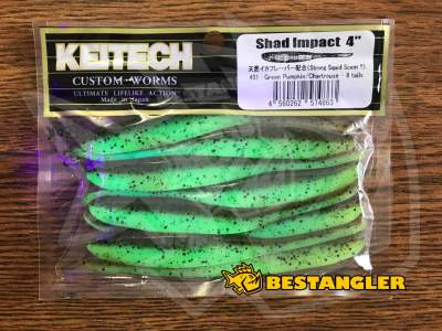 Keitech Shad Impact 4" Green Pumpkin Chartreuse - #401 - UV