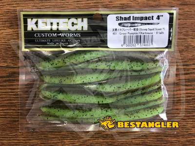 Keitech Shad Impact 4" Green Pumpkin Chartreuse - #401