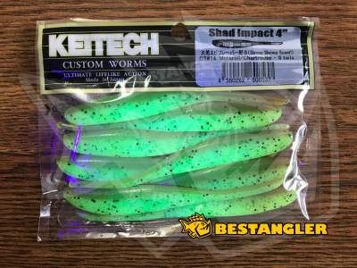 Keitech Shad Impact 4" Motoroil / Chartreuse - CT#14 - UV