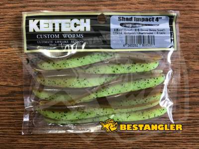 Keitech Shad Impact 4" Motoroil / Chartreuse - CT#14