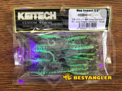 Keitech Hog Impact 3.5" Green Pumpkin Chartreuse - #401 - UV