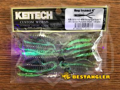 Keitech Hog Impact 4" Green Pumpkin Chartreuse - #401 - UV