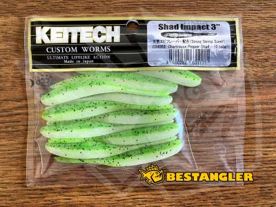 Keitech Shad Impact 3" Chartreuse Pepper Shad - CT#30