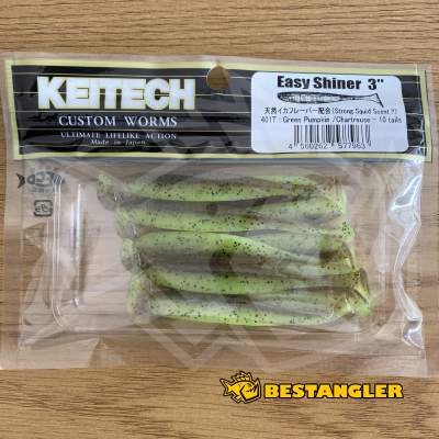 Keitech Easy Shiner 3" Green Pumpkin Chartreuse - #401