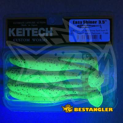 Keitech Easy Shiner 3.5" Green Pumpkin Chartreuse - #401 - UV