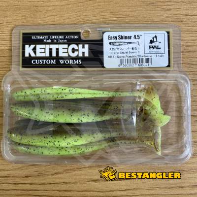 Keitech Easy Shiner 4.5" Green Pumpkin Chartreuse - #401