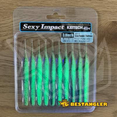 Keitech Sexy Impact 3.8" Green Pumpkin Chartreuse - #401 - UV